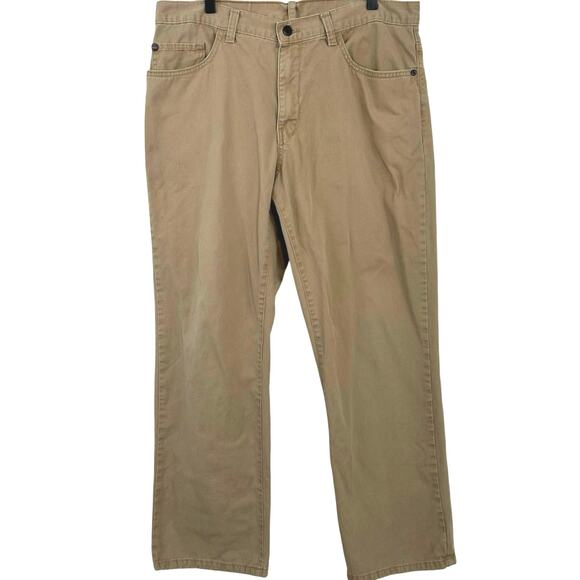 Timberland Men Straight Leg Jean Pants Tan Brown Fall Preppy Outdoor Size 34/30 - Picture 1 of 10